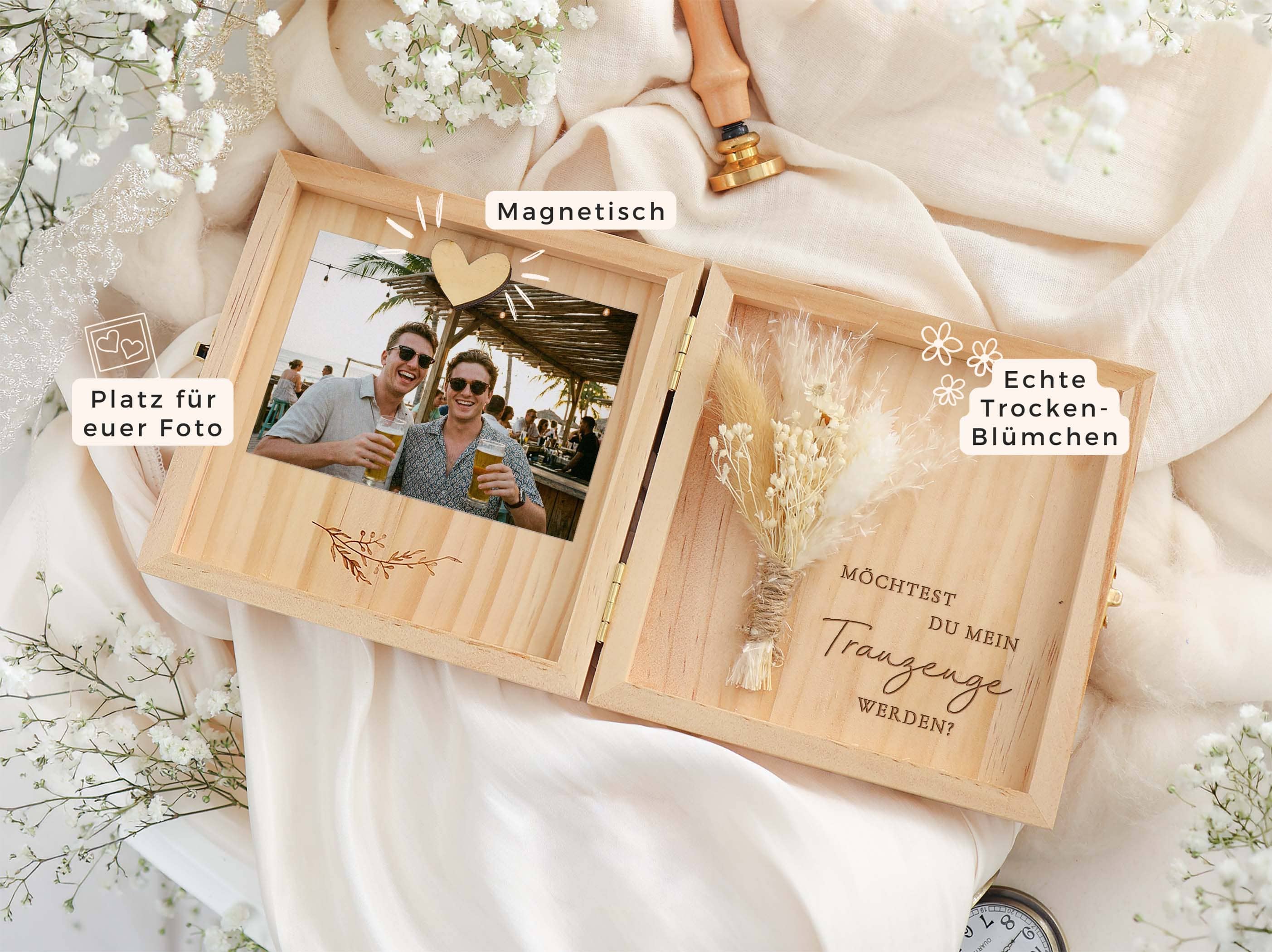 Trauzeuge fragen Holzbox