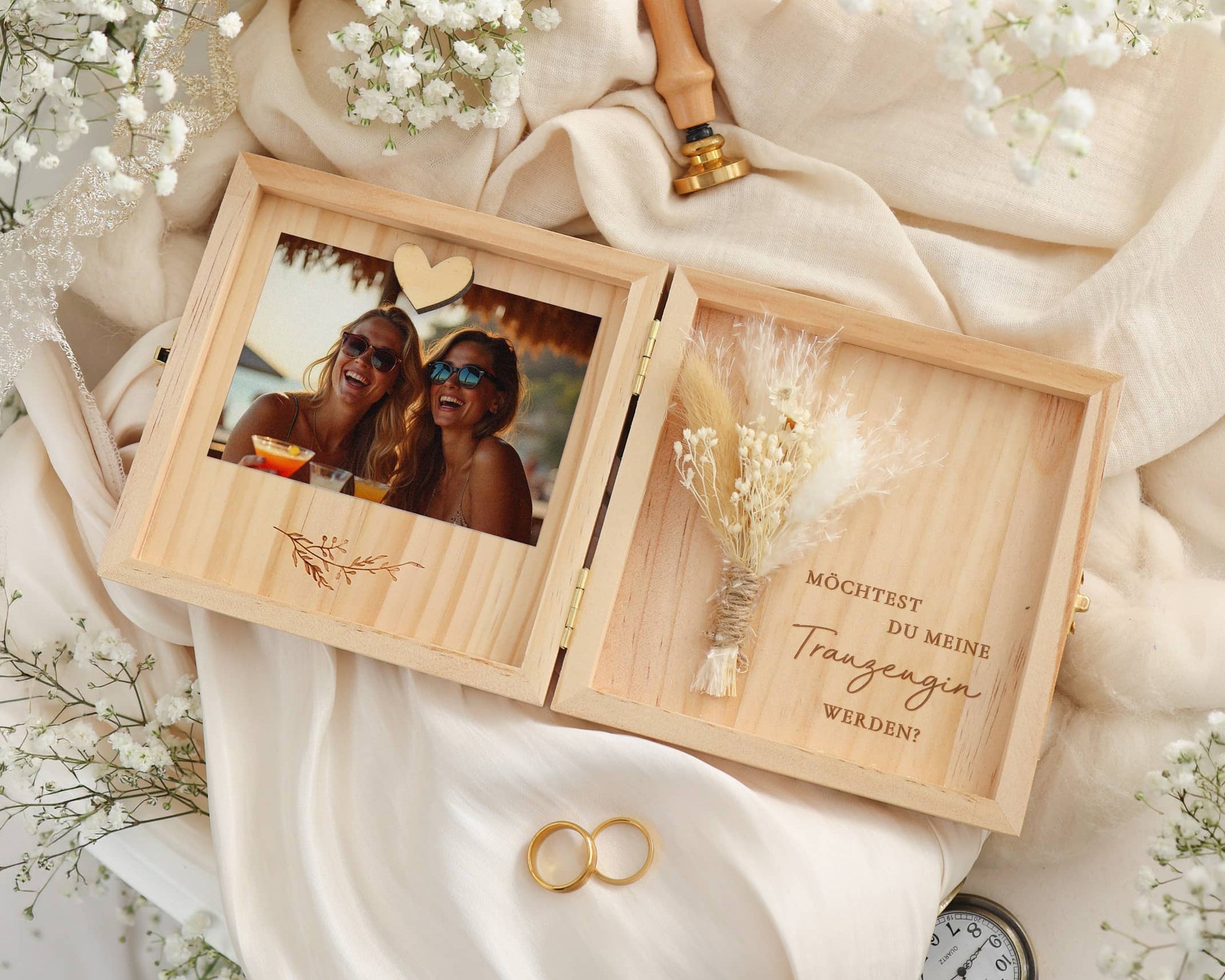 Trauzeugin fragen Holzbox Geschenk mit Magnet für gemeinsames Foto JoliCoon