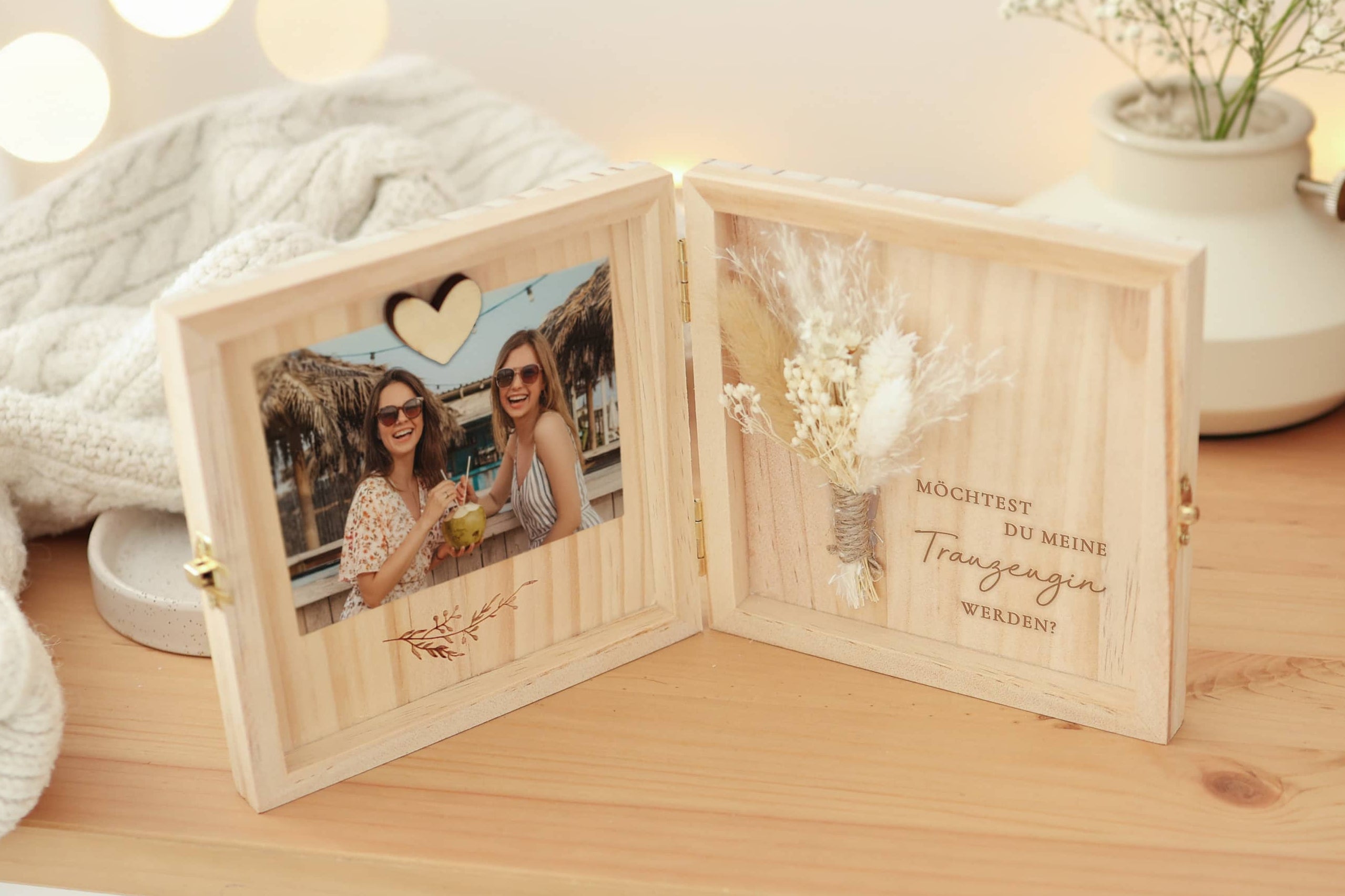 Trauzeugin fragen Holzbox Geschenk mit Magnet für gemeinsames Foto JoliCoon