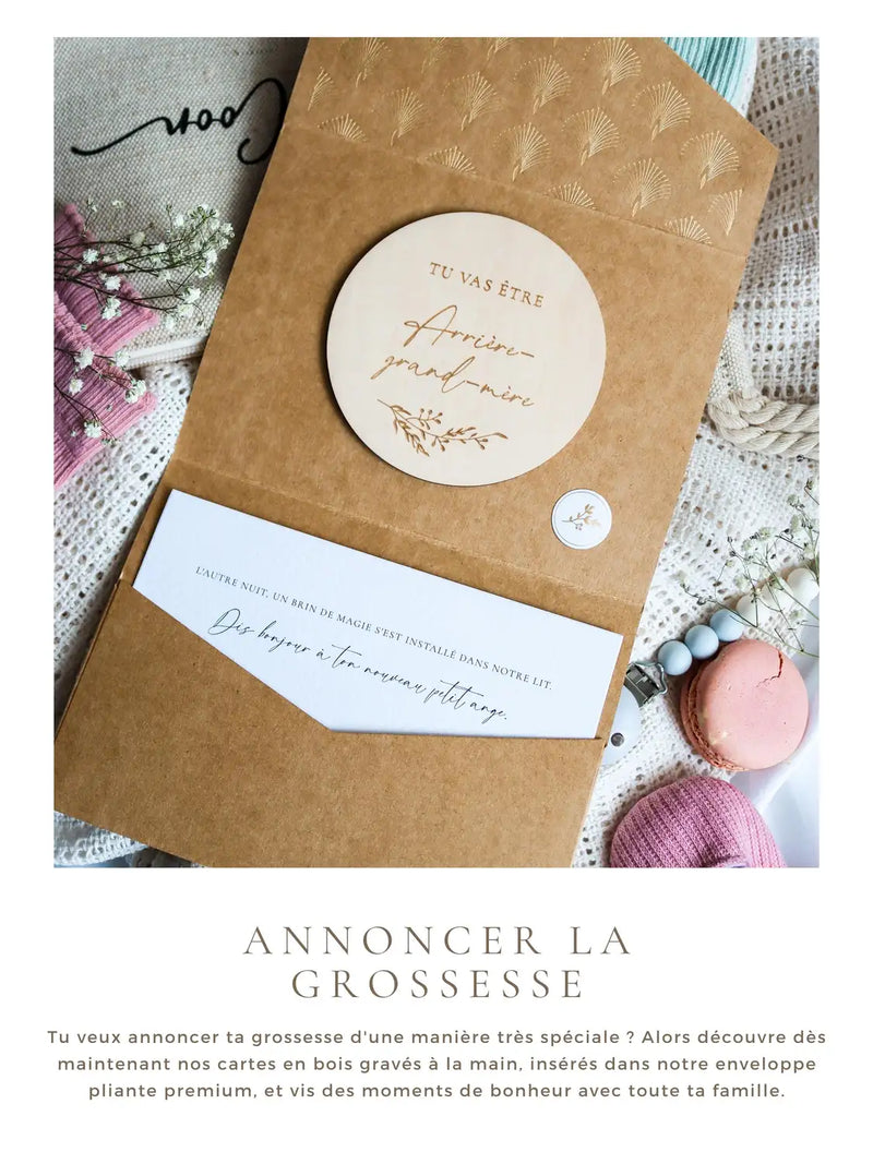 Annoncer la grossesse - Cartes en bois