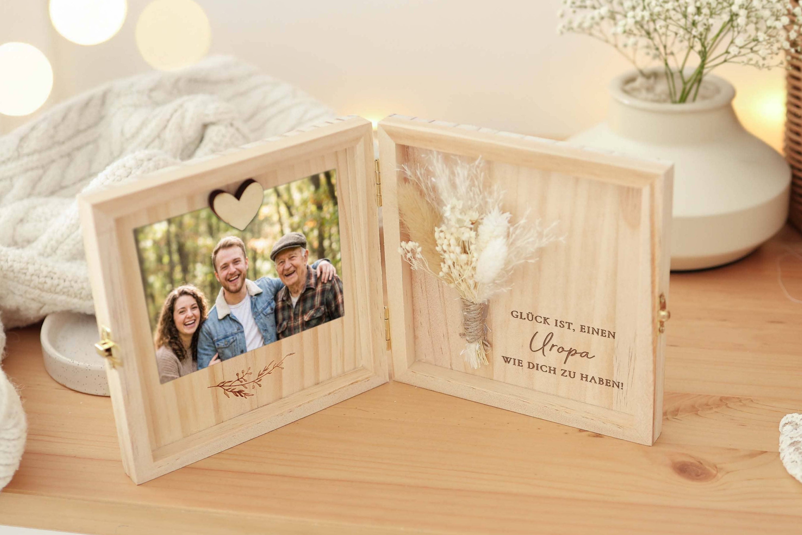 Uropa Geschenk Holzbox mit Magnet für Foto JoliCOon