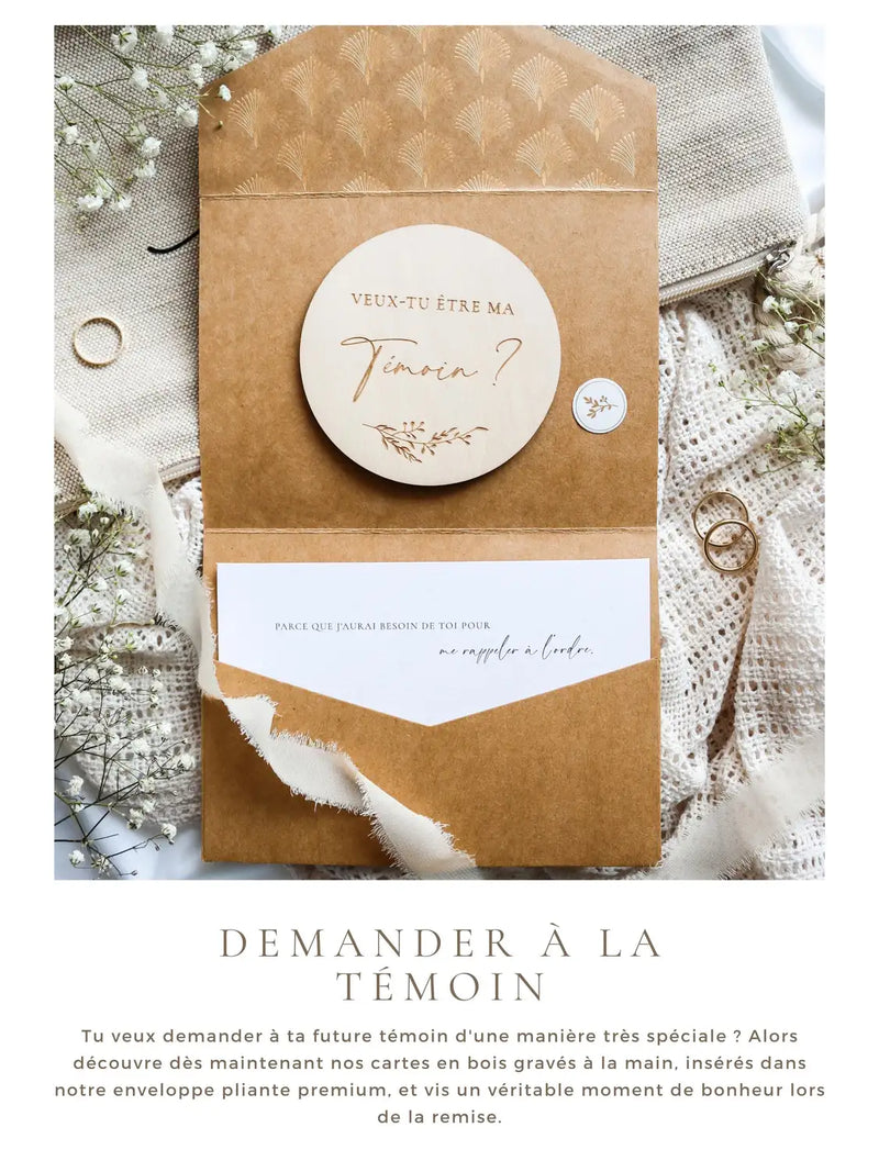 Veux-tu être ma témoin - cartes en bois
