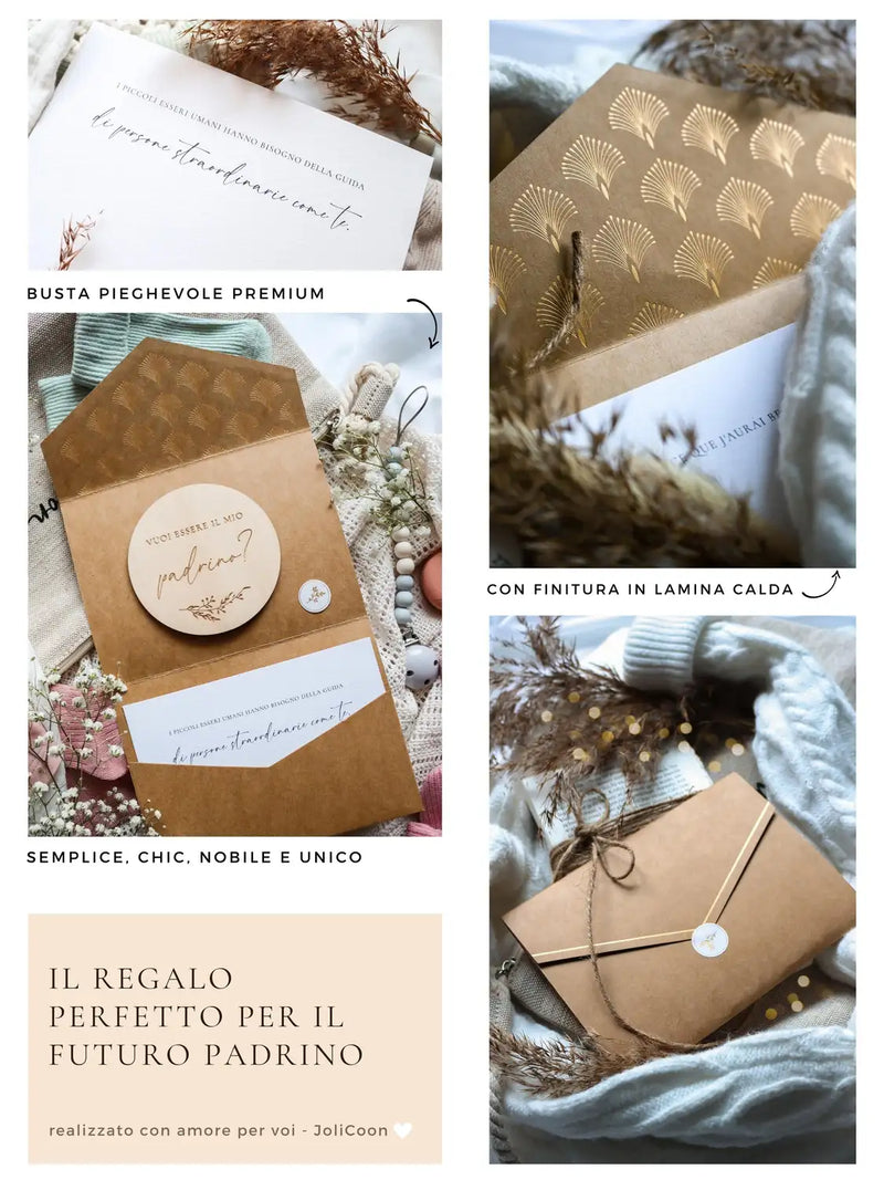 Vuoi essere il mio padrino - Biglietti in legno