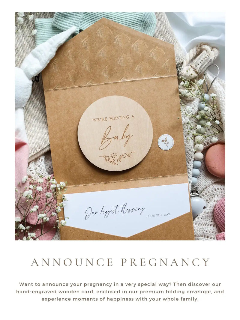 We're having a baby - Engraved wooden card
