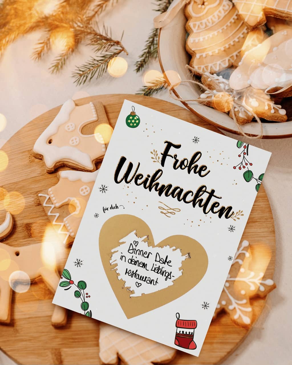 Rubbelkarte Weihnachten Mistelzweig