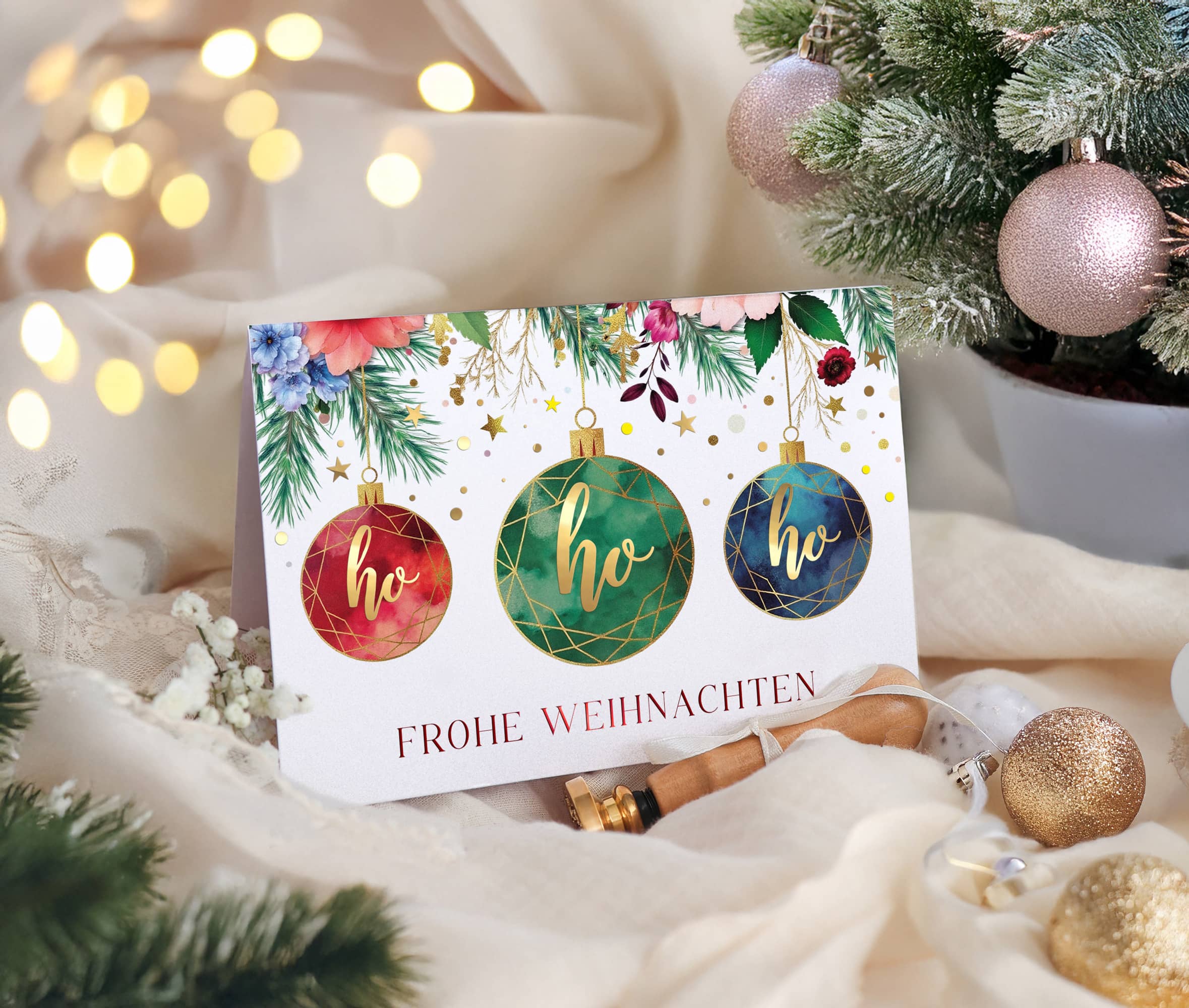 Karte Weihnachten Elegant mit Kuvert und Siegel JoliCoon   