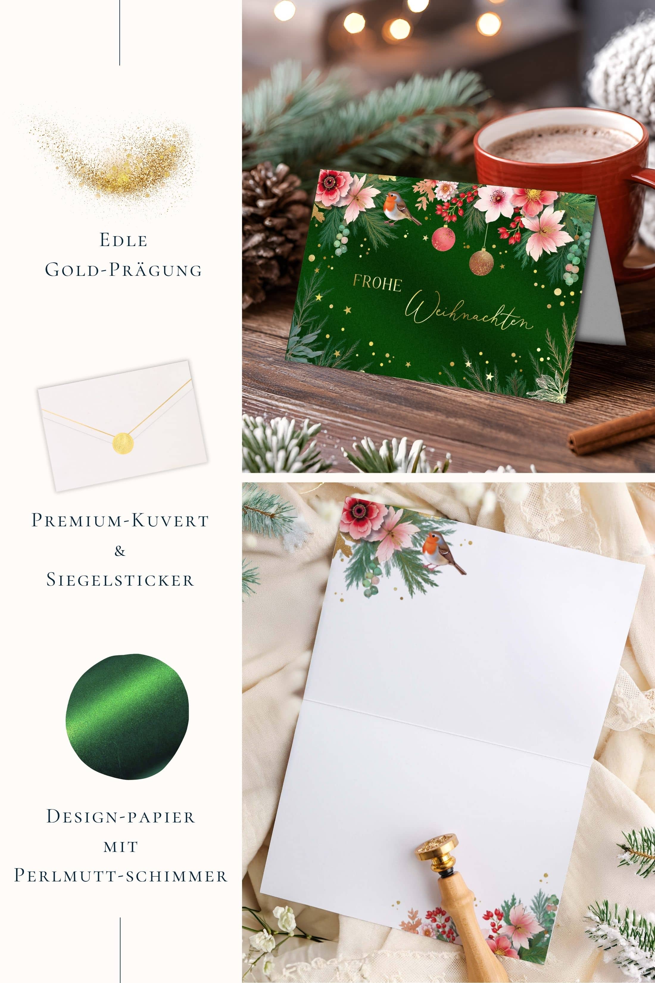 Weihnachtskarte ELEGANT Frohe Weihnachten grün