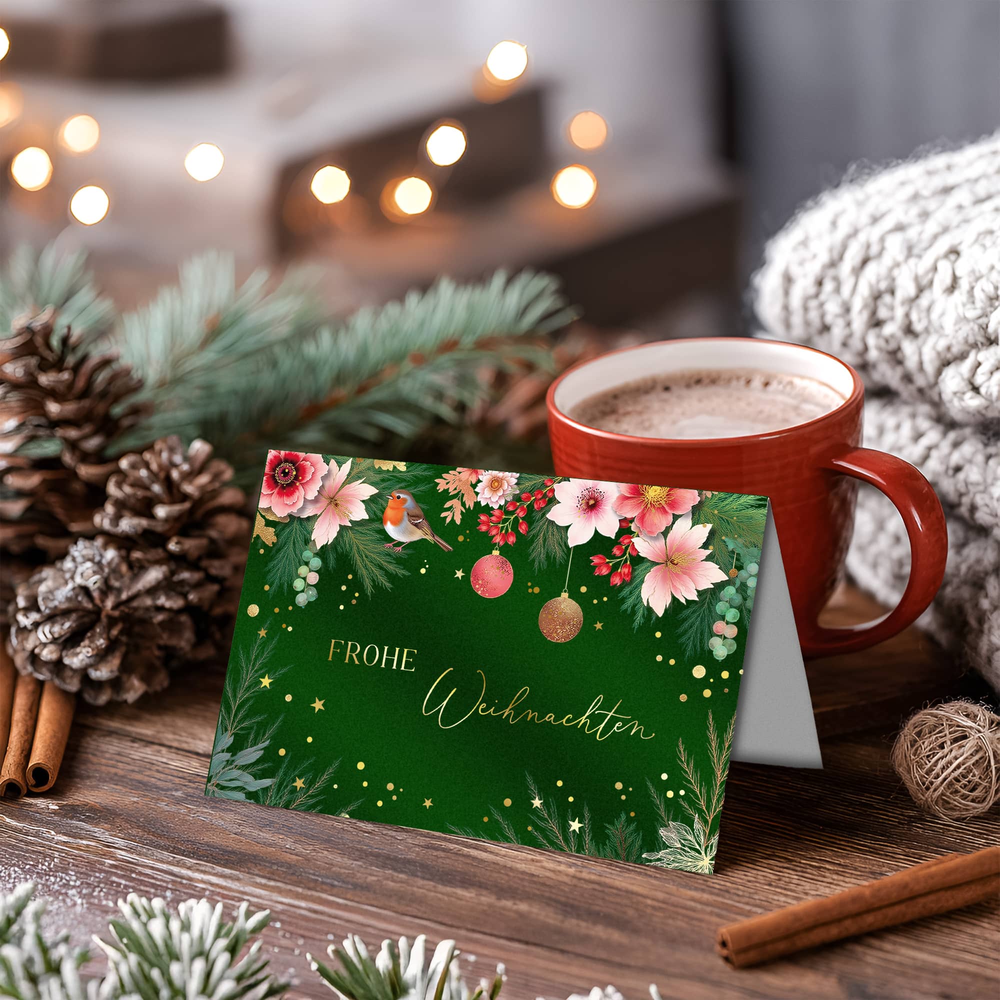 Weihnachtskarte ELEGANT Frohe Weihnachten grün