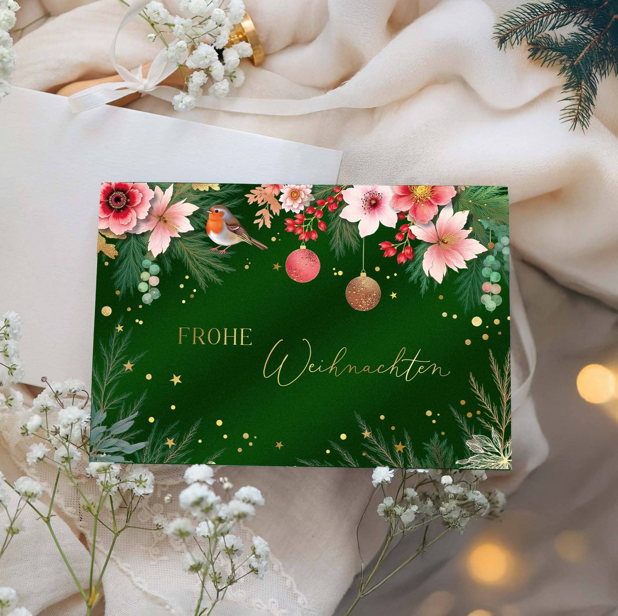 Weihnachtskarte ELEGANT Frohe Weihnachten grün