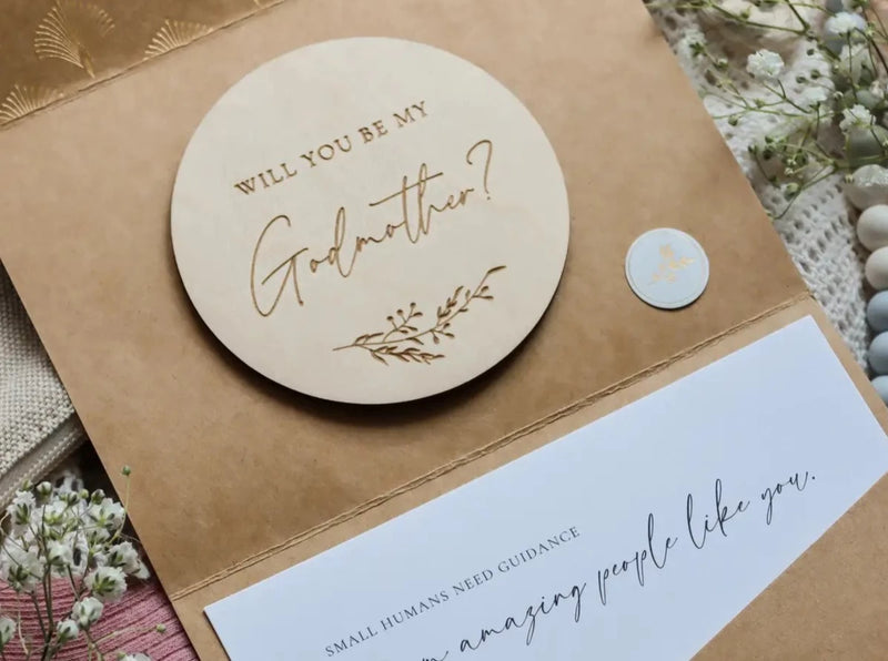 Will you be my godmother - Engraved wooden card
