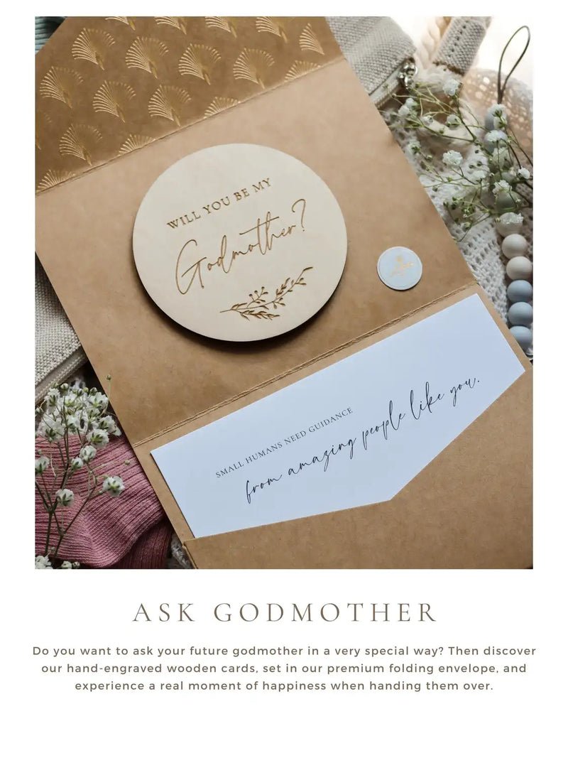 Will you be my godmother - Engraved wooden card