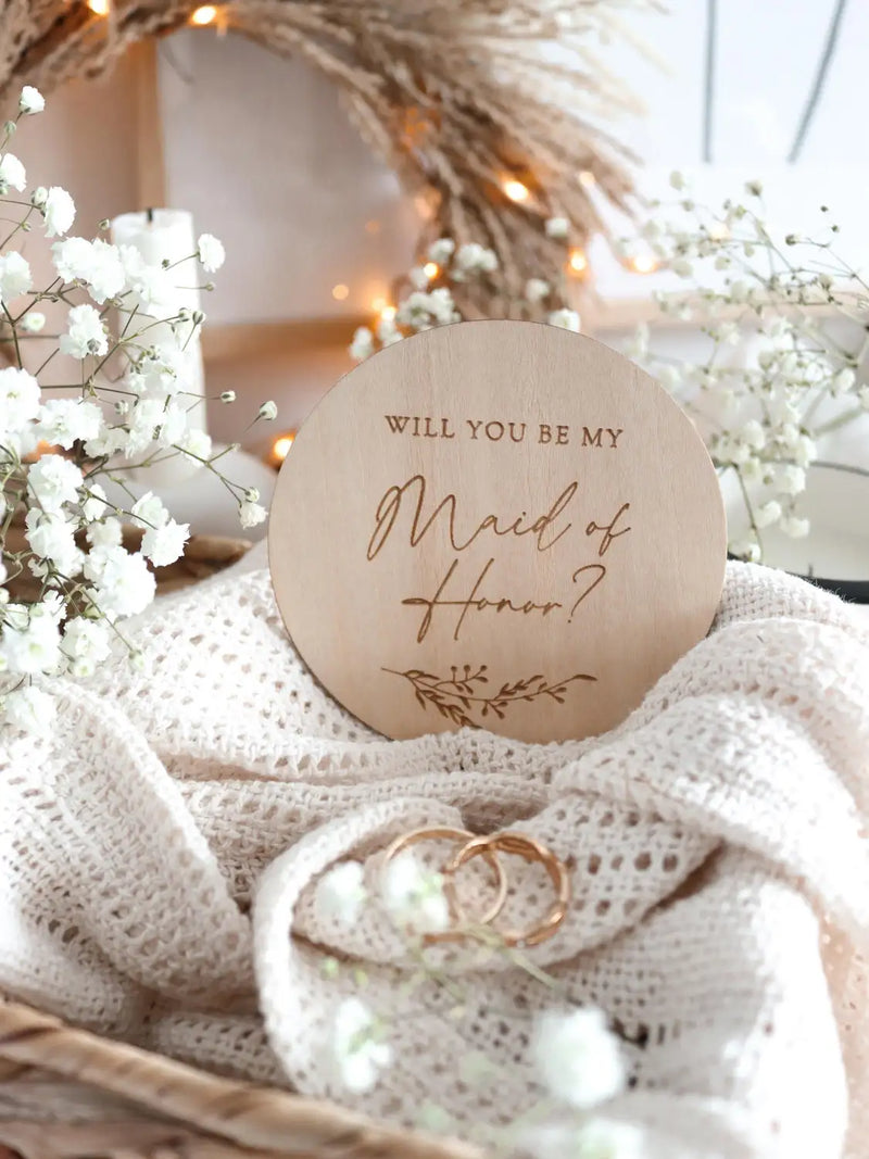 Will you be my maid of honor - Engraved wooden card