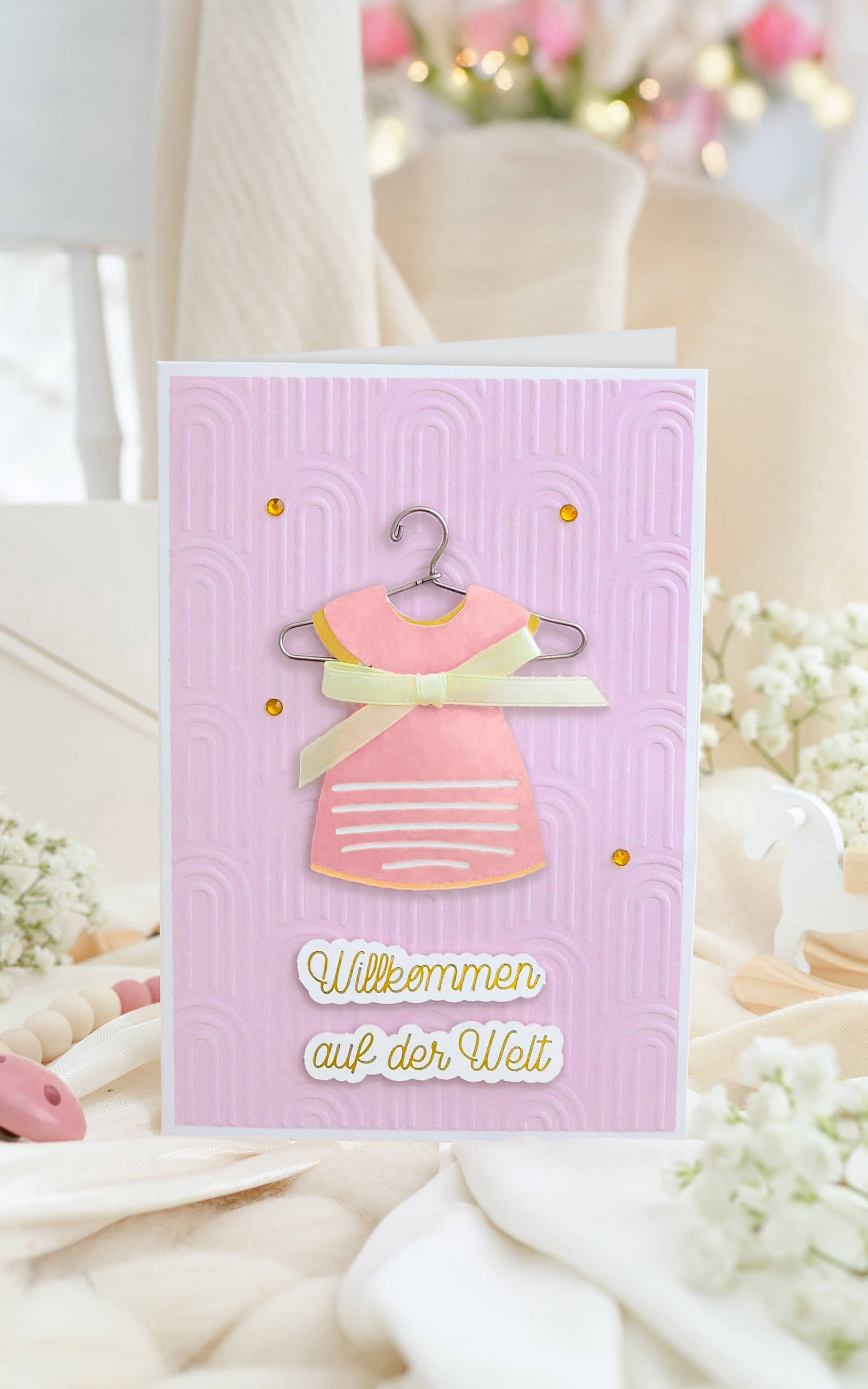 3D Karte zur Geburt Mädchen SIGNATURE