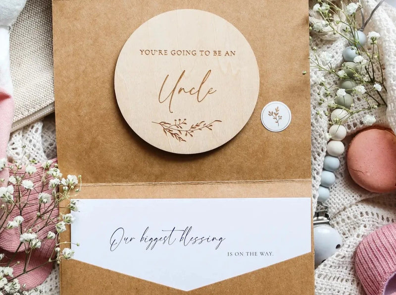 You're going to be an uncle - Engraved wooden card