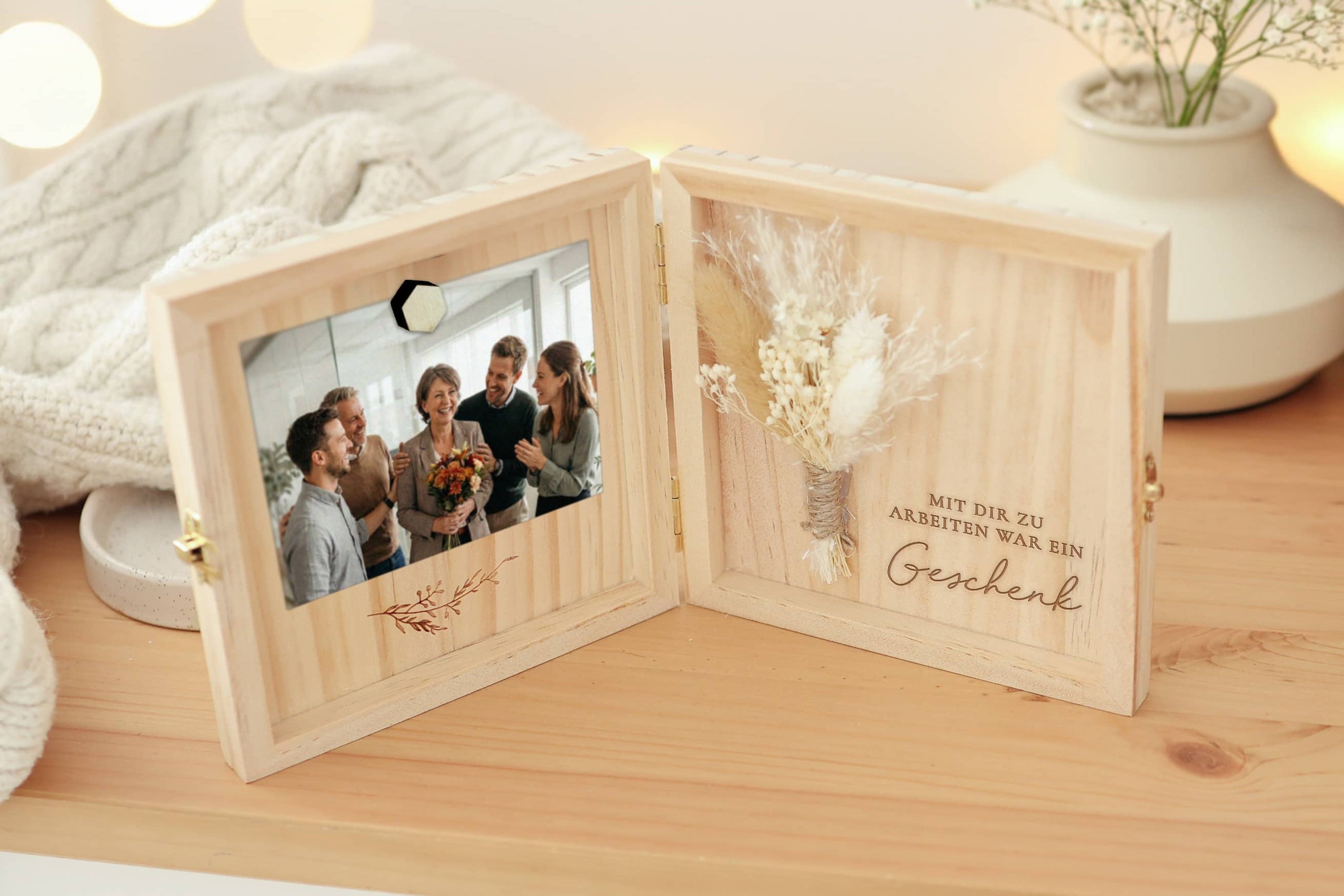 Abschiedsgeschenk Kollegen Holzbox mit Magnet für Foto JoliCoon
