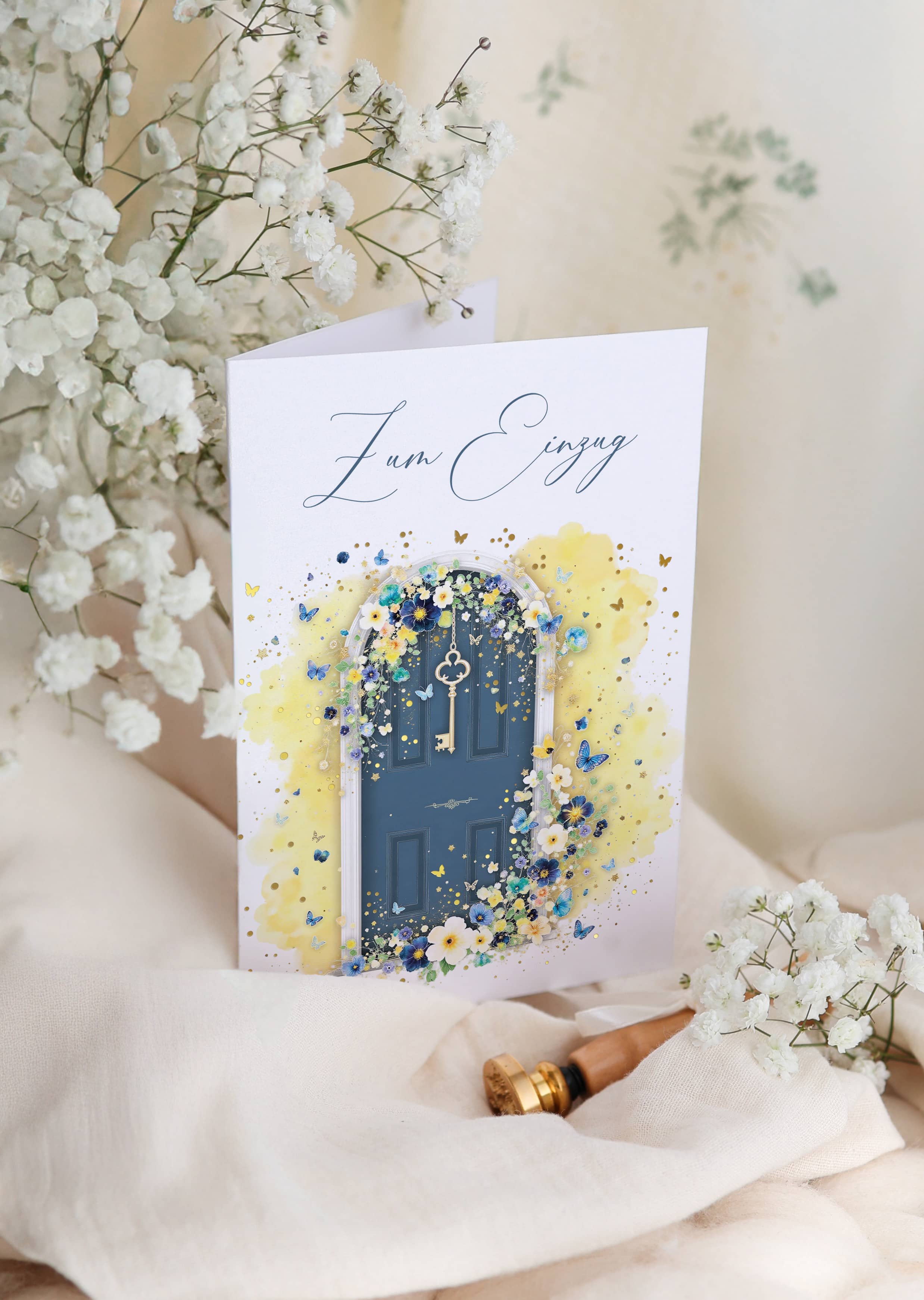 Zum Einzug Karte Stardust mit Kuvert und Siegel JoliCoon 