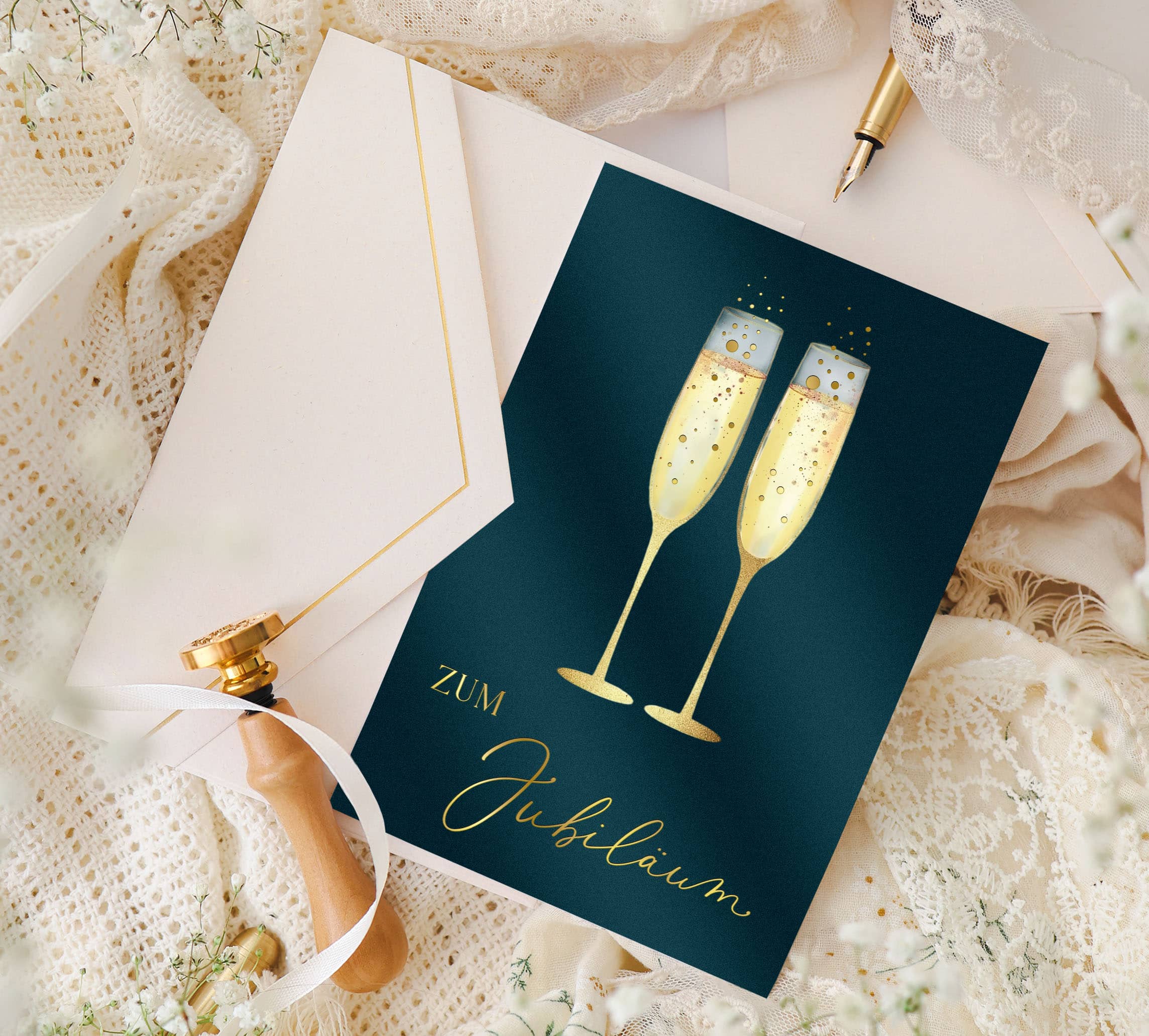 Karte Geburtstag Elegant mit Kuvert und Siegel JoliCoon  