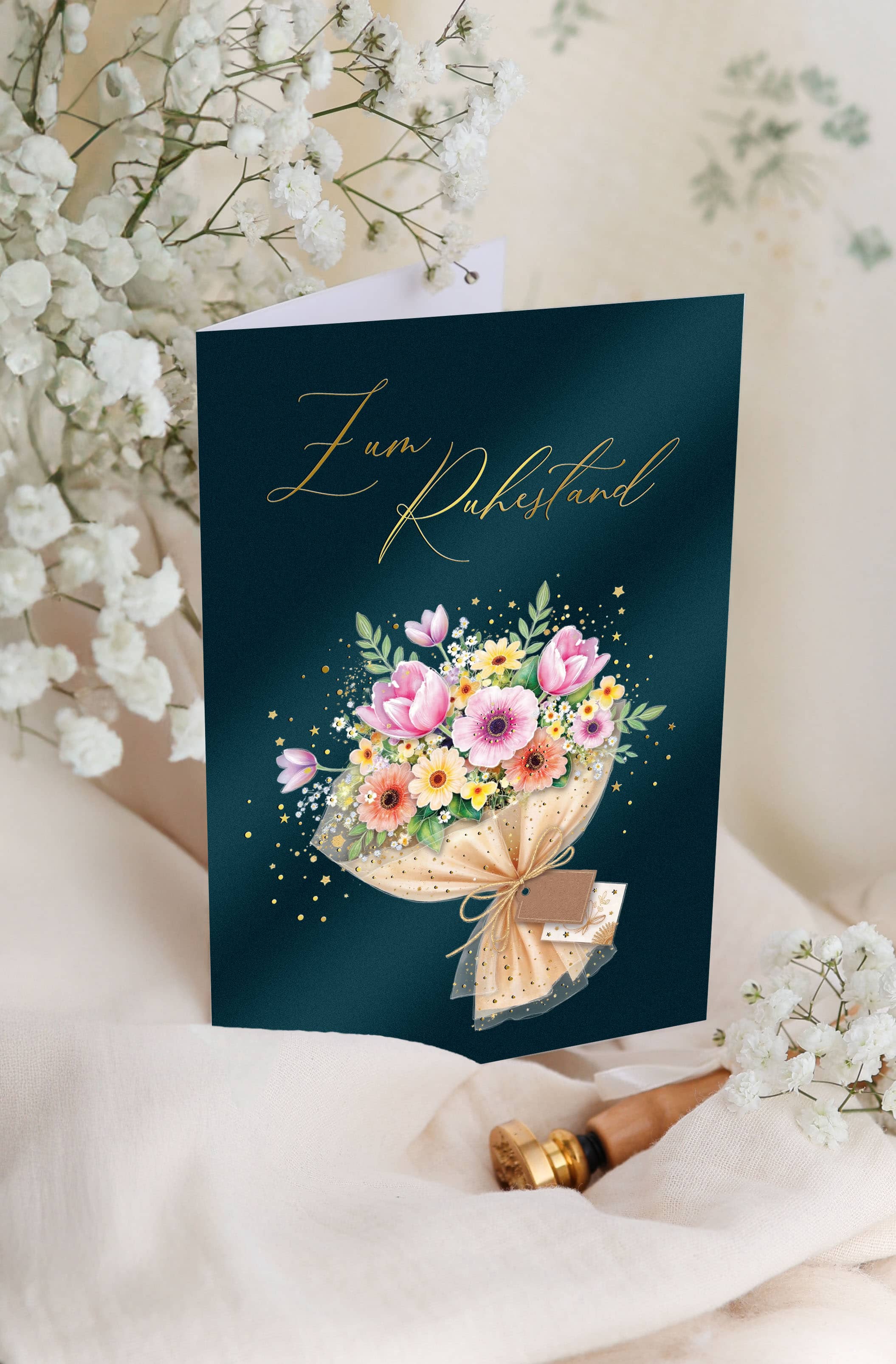 Zum Ruhestand Karte Stardust mit Kuvert und Siegel JoliCoon 