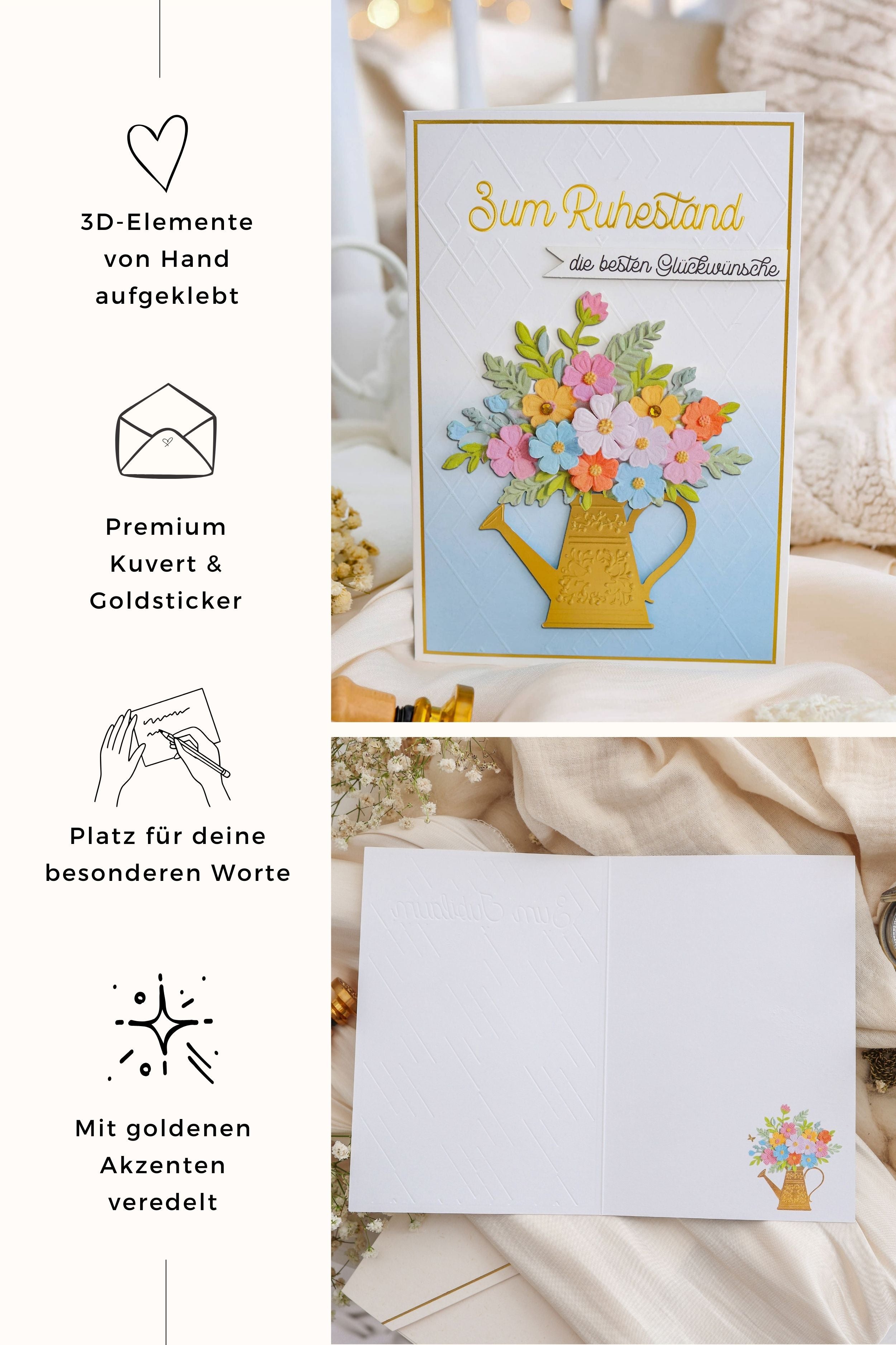 3D Ruhestandskarte SIGNATURE Gießkanne