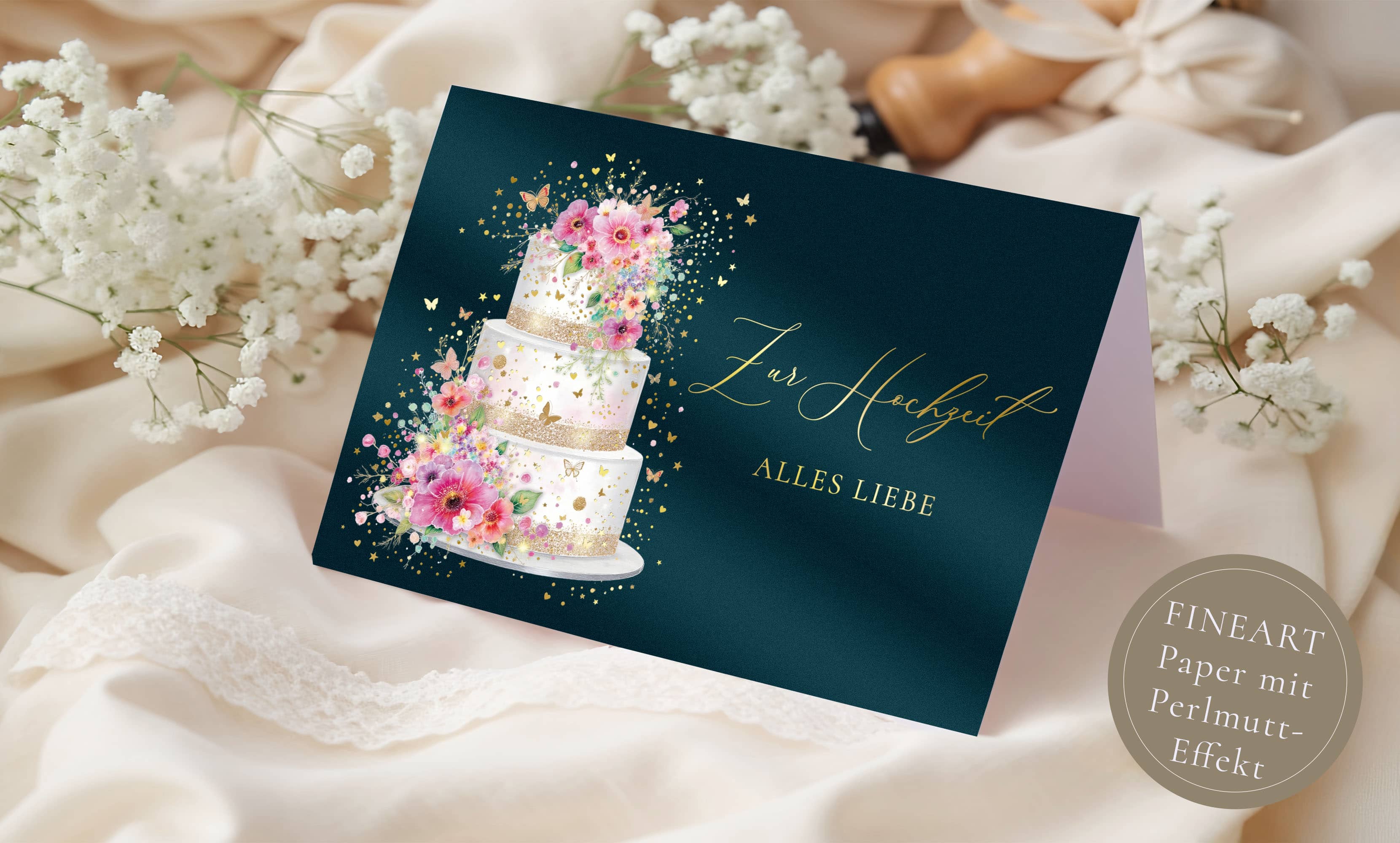 Hochzeitskarte STARDUST Torte