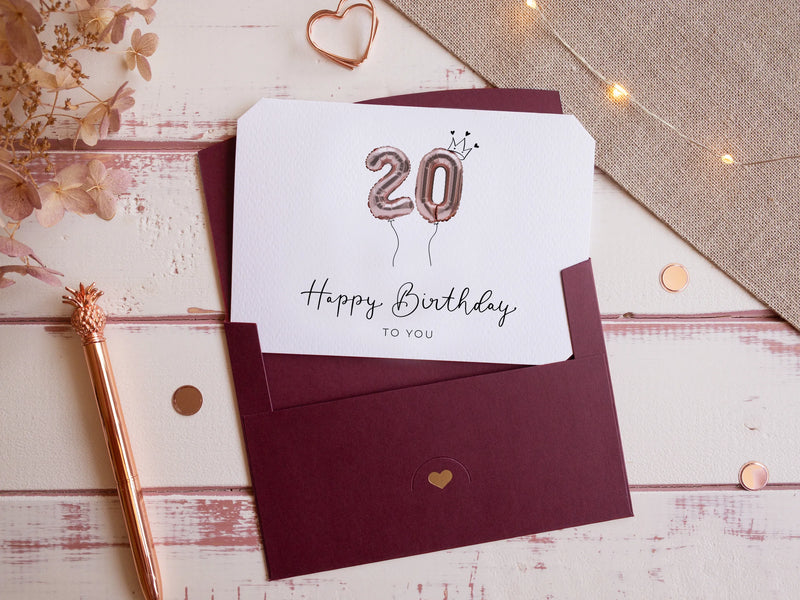 20 Carte anniversaire pliable rouge