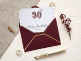 30 Geburtstagskarte mit rotem Kuvert und Wachssiegel - JoliCoon
