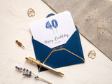 40 Geburtstagskarte mit blauem Kuvert und Wachssiegel - JoliCoon