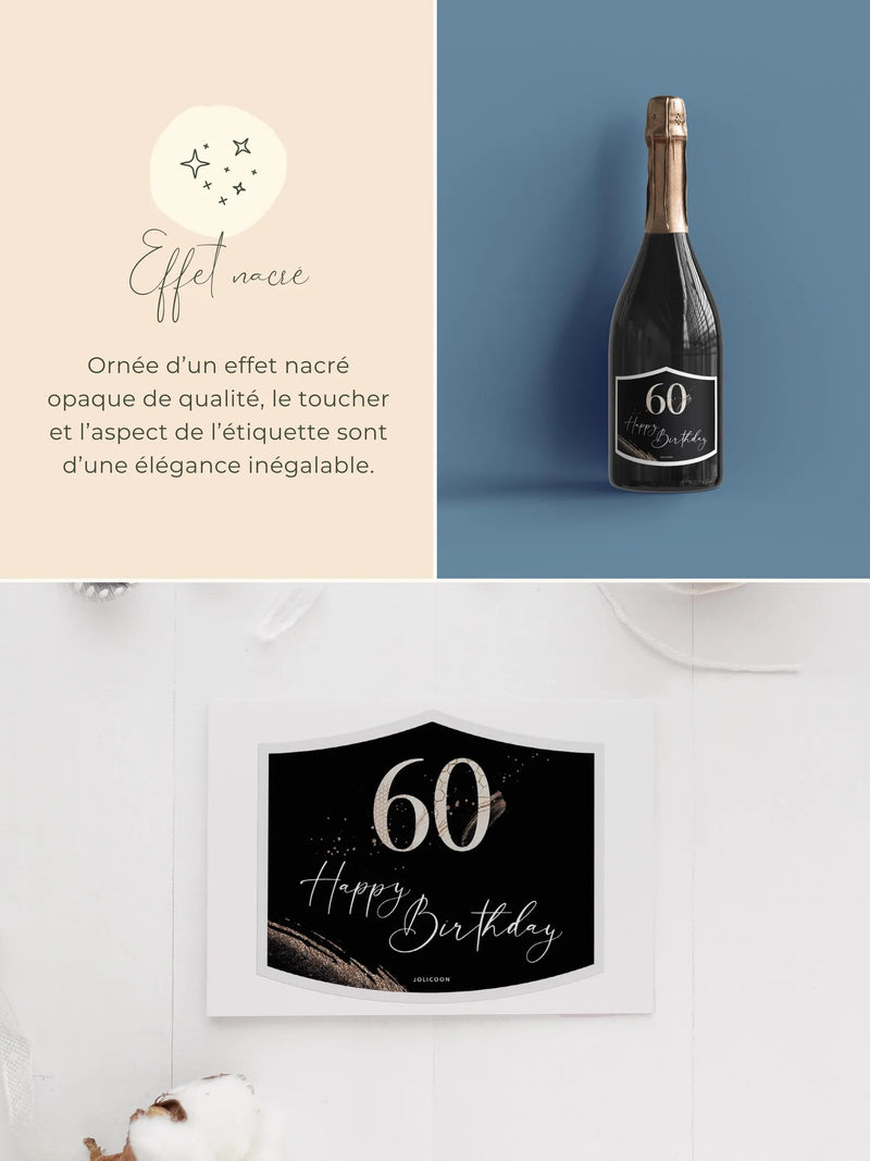 60 Anniversaire étiquette bouteille