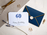 60 Geburtstagskarte mit blauem Kuvert und Wachssiegel - JoliCoon