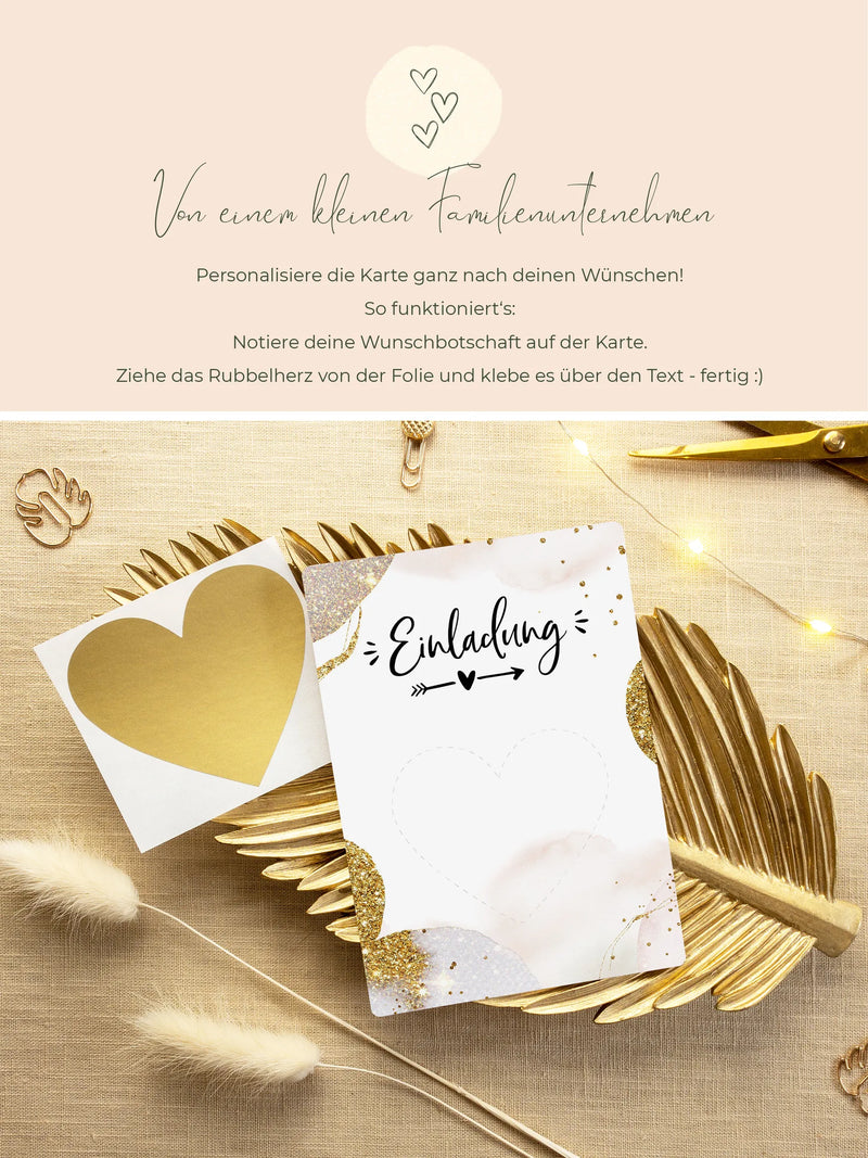 Rubbellose selber machen - Einladung - Golden Glamour - JoliCoon