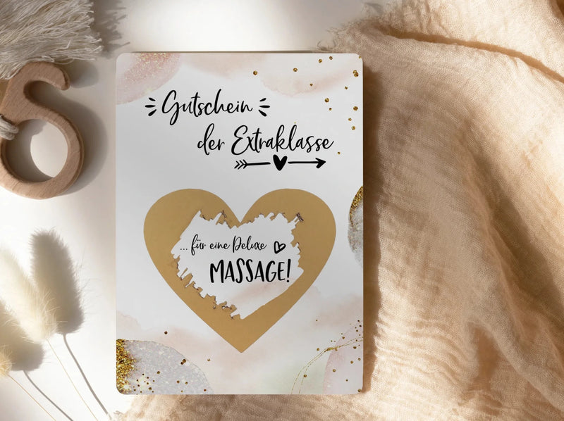 Gutschein für eine Massage Rubbelkarte Golden Glamour - JoliCoon