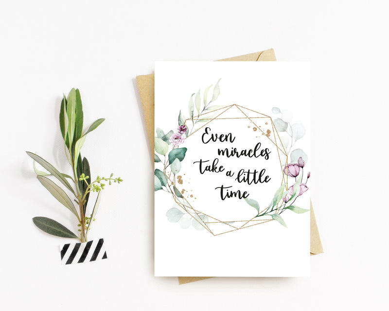 Meilensteinkarten Kinderwunsch Miracles take a little time - JoliCoon
