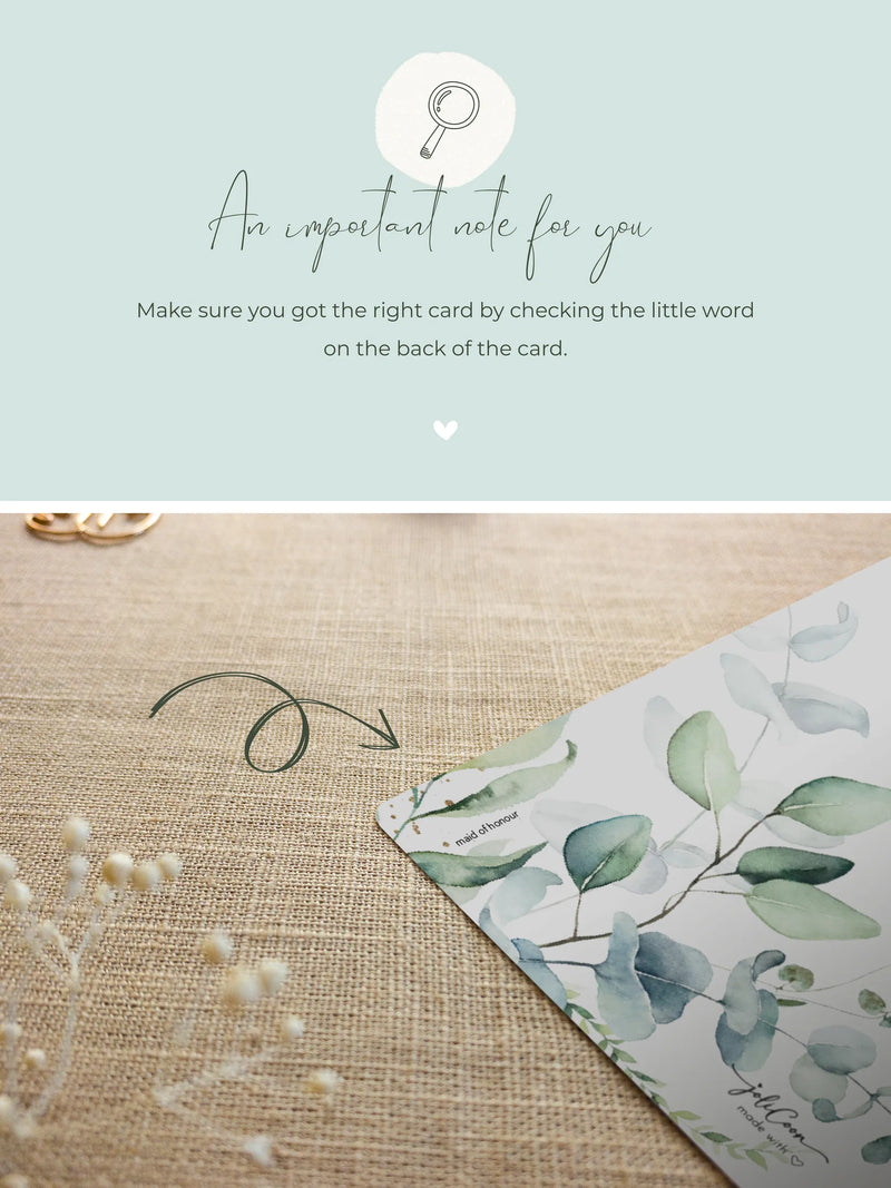 Will you be my maid of honour scratch card Eucalyptus