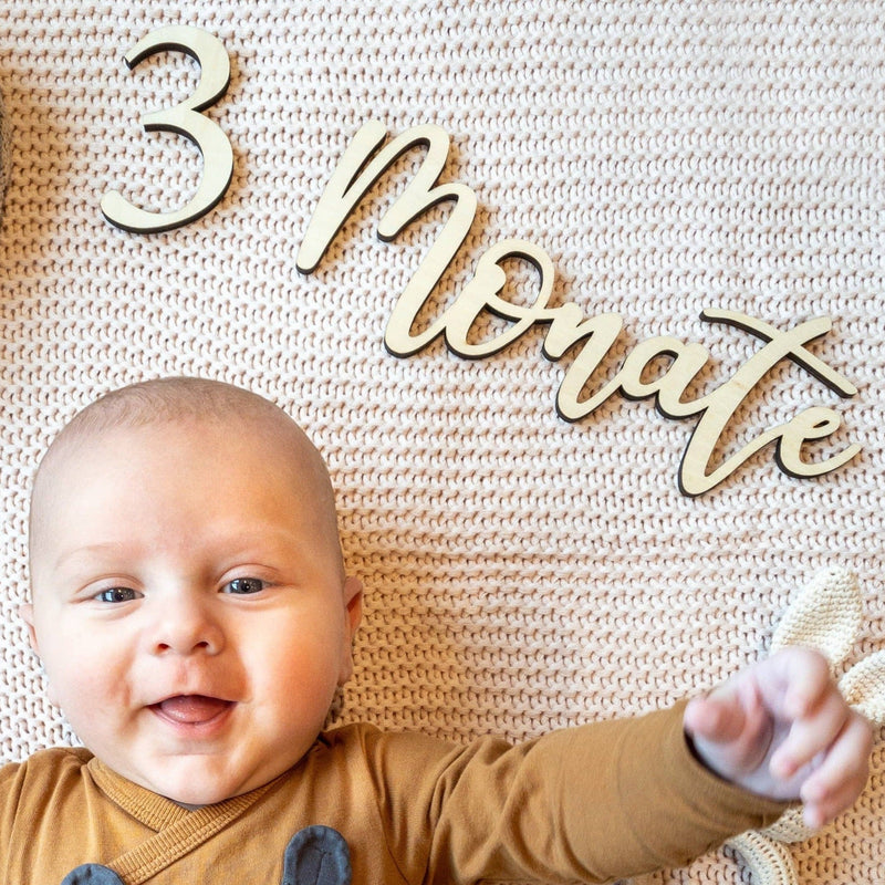 Baby Meilensteine Meilensteinkarten aus Holz für Babyjahr von JoliCoon.