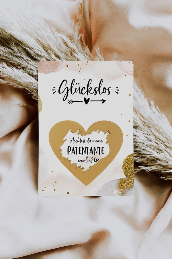 Patentante fragen - Patenonkel fragen - Rubbelkarte Golden Glamour - JoliCoon