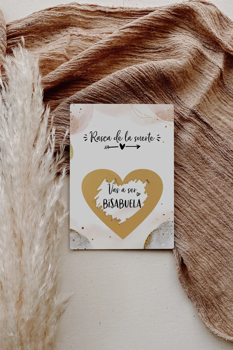 Anunciar embarazo Tarjeta rasca y gana Golden Glamour