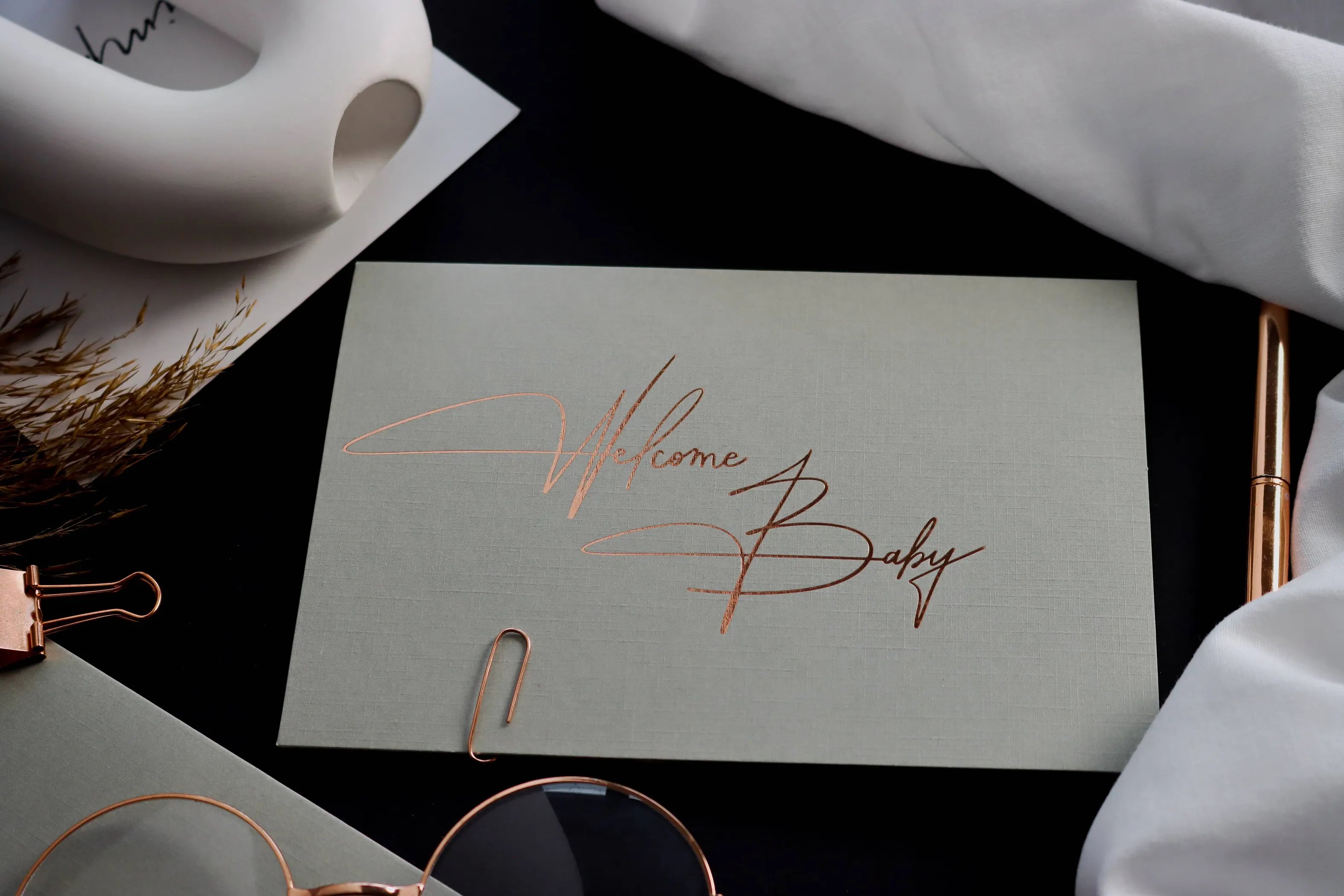 Welcome Baby Birth card GREY