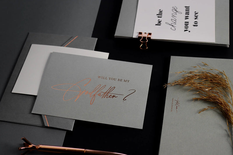 Will you be my godfather card GREY