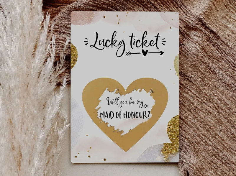 Will you be my maid of honour scratch card Golden Glamour - JoliCoon